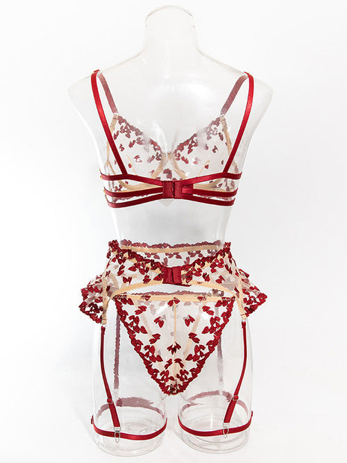 Women Sexy Lace Bra & Garter Set Lingerie | Floral Embroidered Push-Up